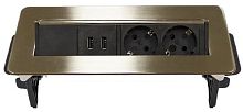 Розетка встраеваемая полуавтоматическая Mebax 47 2-м.+2xUSB 233х93мм серый металлик картинка